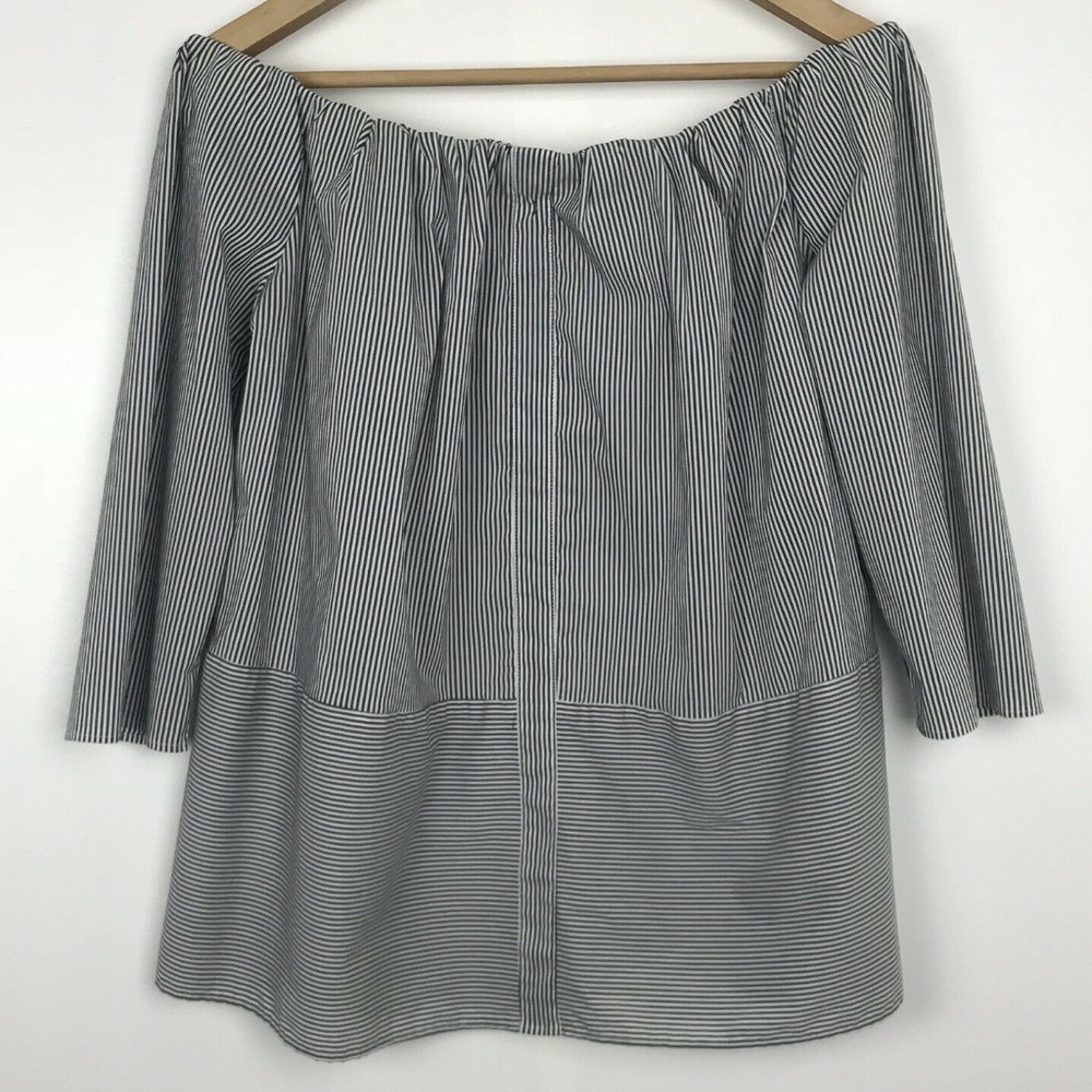 Sunday in Brooklyn Pinstripe Off Shoulder Top